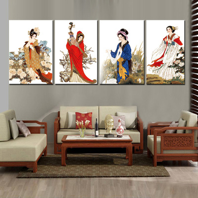 传统文化装饰画中式餐厅包间挂画中国古典艺伎墙画走廊过道壁画