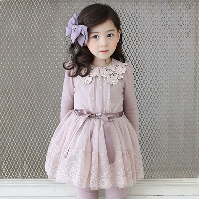韩国童装 新款女童秋冬装长袖连衣裙韩版中小儿童宝宝公主裙子