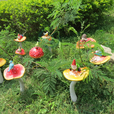 树脂仿真植物模型雕塑工艺品卡通插杆蘑菇别墅园林景观装饰品摆件