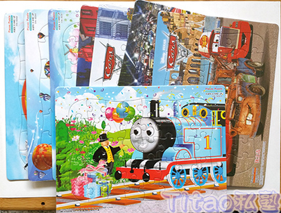 包邮40片托马斯小火车 赛车汽车总动员 纸质拼图 儿童益智玩具