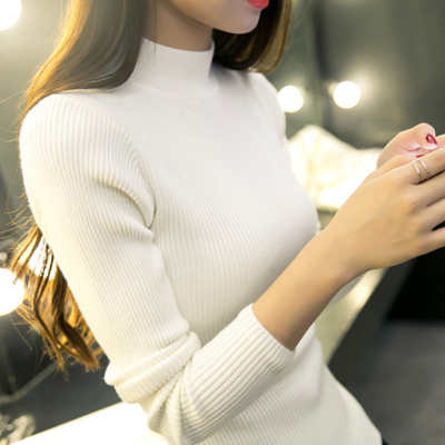 2016毛衣新款韩版修身秋季打底衫纯色针织衫女半高领学生装上衣