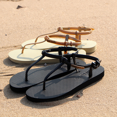 SUNNYCOLOR夏季韩版罗马平底休闲女凉鞋时尚百搭平跟度假沙滩女鞋