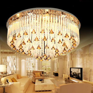 圆形水晶灯现代简约大气客厅灯LED吸顶灯创意遥控卧室餐厅灯具饰
