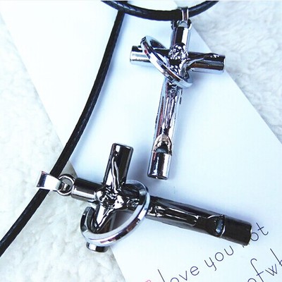 钛钢耶稣十字架项链情侣项链男女吊坠项链口哨子挂坠首饰礼物包邮