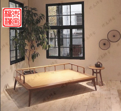 老榆木家具现代新中式罗汉床简约沙发床禅意鸦片床古典榻榻米免漆