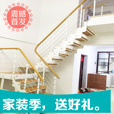 特价促销定制双梁简单楼梯专业室内阁楼复式跃层loft实木踏板厂家