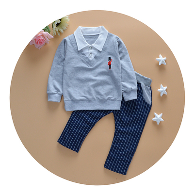 新款童装套装2016春款纯棉幼儿园服装时尚宝宝秋季卫衣二件中小童