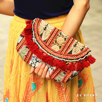 印度巴基斯坦手工刺绣老绣挎包 手包 斜挎包 秋季 文艺 民族风