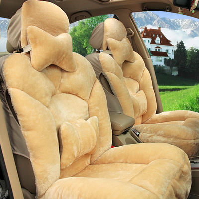 2016冬季新款纯色短毛绒羊毛汽车坐垫全包通用座垫座套内饰用品