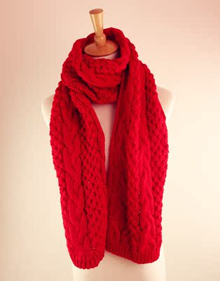 新款针织毛线围巾纯色冬季红色围脖韩国保暖可爱粉色加厚长款麻花