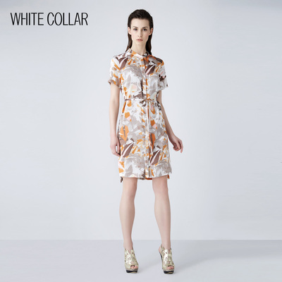 【设计师专供】白领女装夏装新品4色印花桑蚕丝连衣裙WD15-TS-302