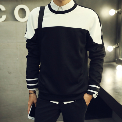 2015新款秋季男士圆领潮日韩系套头修身青少年长袖外套太空棉卫衣