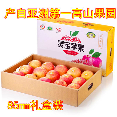 河南特产灵宝苹果新鲜水果SOD红富士苹果85mm礼盒装特价包邮