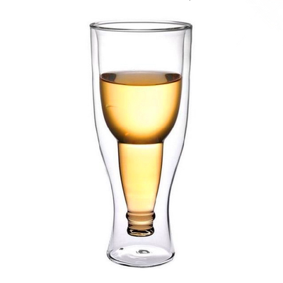 翻转啤酒杯倒立果汁饮料杯耐热透明双层玻璃杯艺术杯创意限区包邮