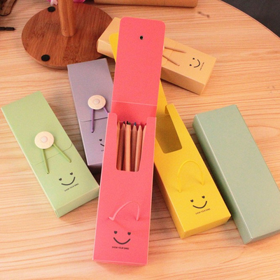 韩国创意 可爱笑脸文具盒 时尚糖果色 松紧带搭扣铅笔盒 男女学生