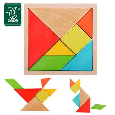 wtoy宝宝智力木质拼图玩具儿童益智玩具3-5-6-8岁木制七巧板积木