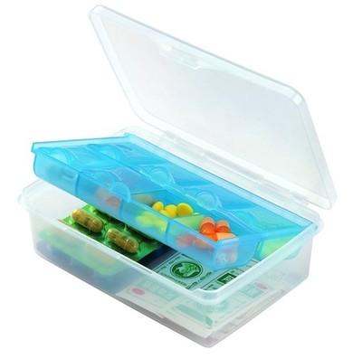 药盒 便携一周双层8格塑料创意多功能粉冲剂药盒大容量药品收纳盒