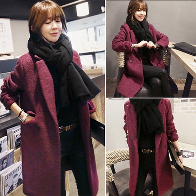 冬季韩版新款修身中长款毛呢外套长袖时尚大衣女装百搭潮流气质淑