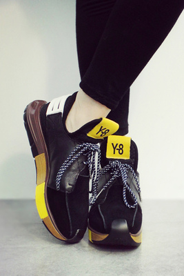 清仓大牌设计真皮运动鞋独家定制运动鞋韩版系带坡跟运动鞋女