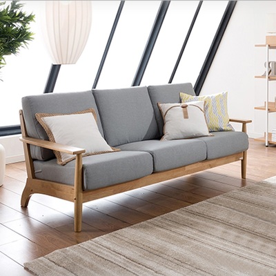 新款小户型北欧时尚简约实木布艺沙发日式可拆洗客厅咖啡厅沙发椅