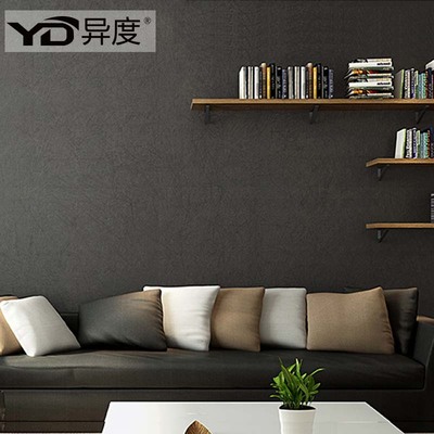简约素色纯色客厅书房满铺卧室电视墙壁纸黑灰白色长纤无纺布墙纸