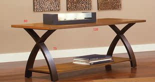 新款 特价美式铁艺实木书桌办公桌简易写字台简约书架组合转角电