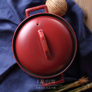 陶瓷砂锅炖锅 家用明火耐高温煮粥煲汤锅 红色韩式日式养生煲锅具