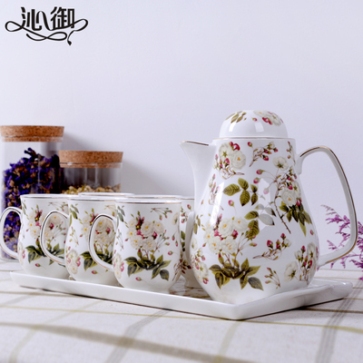 沁御 陶瓷耐热冷水壶整套茶具茶壶茶杯水壶水杯家用茶盘水壶套装