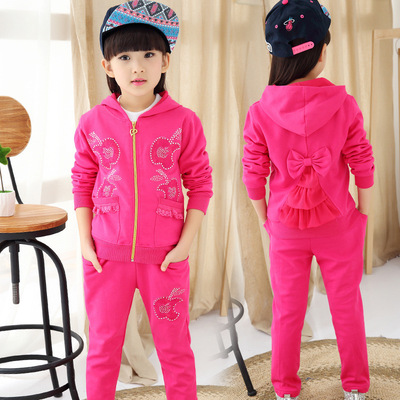 童装女童套装三件套2016秋装新款韩版中大童苹果休闲运动三件套