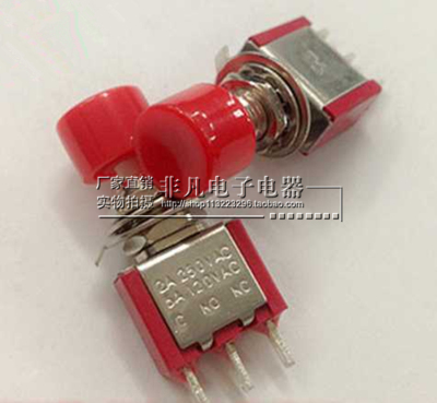 出口优质红色塑料头钮子小型电源开关 开孔6mm 3脚电器电子设备用