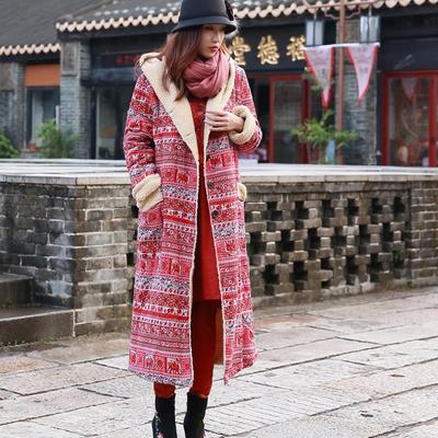 中国风秋冬季新款 羊羔毛长款修身棉服小棉袄冬衣外套棉衣女装