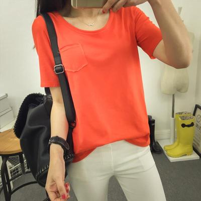 夏季韩版新款大码女装短袖T恤显瘦纯色简约打底衫百搭学生上衣潮