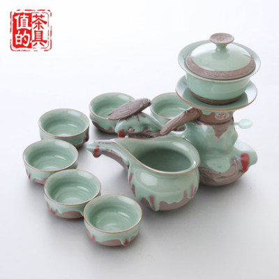 值的自流水全自动茶具 景德镇青花瓷陶瓷功夫茶具套装 半自动茶具