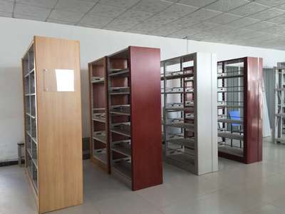 图书馆学校专用书架双柱双面书架钢木结合书架加厚钢制架新品