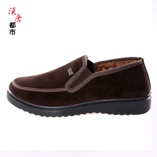 冬季老北京棉布鞋加绒加厚套脚圆头中老年人商务休闲防滑爸爸男鞋