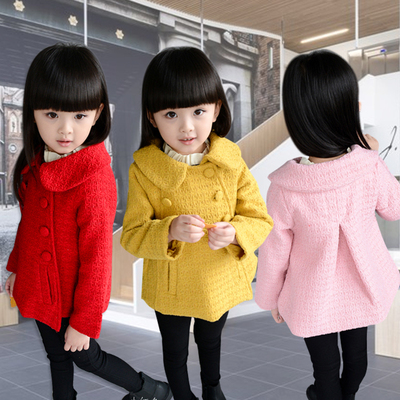 秋冬季2015韩版女童上衣女孩儿童中小童装3-4岁宝宝加厚呢子外套