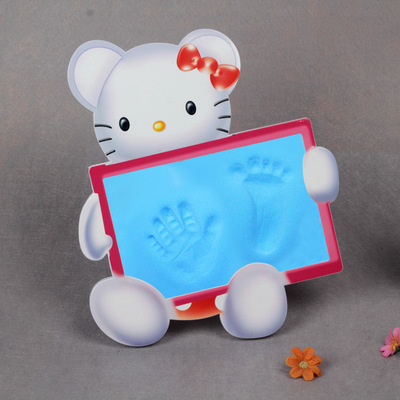 可爱熊kitty宝宝手足印塑料 婴儿手印泥纪念礼品百天印迹厂家直销