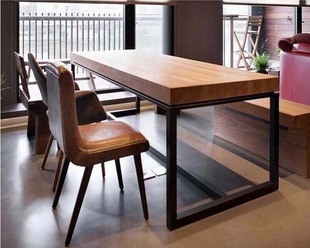 loft美式复古铁艺实木餐桌椅饭桌长方形 会议桌办公桌谈判桌 包邮