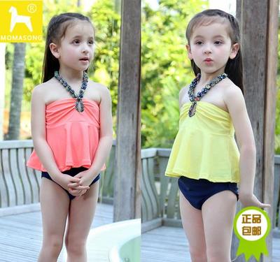 韩版儿童游泳衣女童泳衣婴幼儿比基尼分体式挂脖宝宝泳装泳衣裤帽