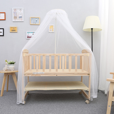 婴儿床实木BB床环保宝宝床摇床多功能儿童床松木变书桌带蚊帐滚轮