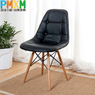 伊姆斯椅子 皮质椅 欧式实木餐椅 软包椅子 创意家具 简约现代