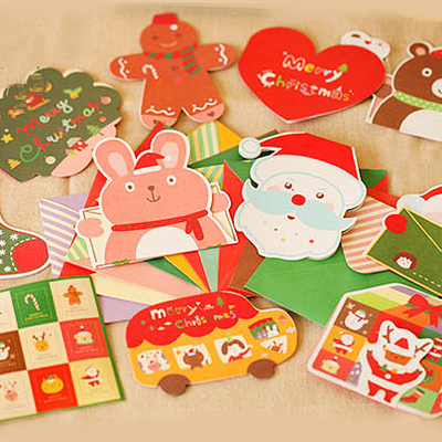 8.8元包邮贺卡韩国创意圣诞卡片祝福卡个性卡通圣诞节贺卡友谊卡