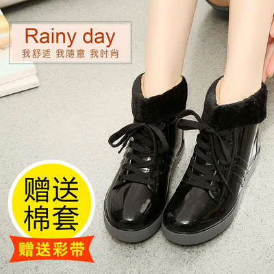 韩国时尚雨靴套鞋 秋冬季学生雨鞋女士短筒保暖加绒雨靴 胶鞋水鞋