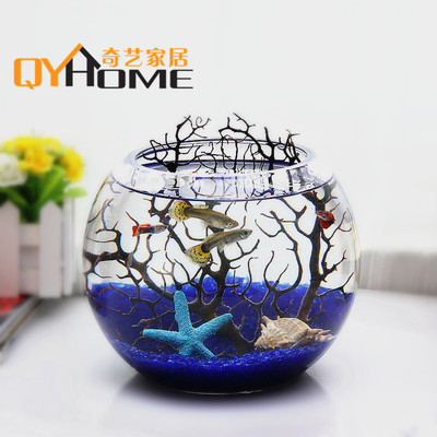 包邮 超白圆球玻璃金鱼缸 圆形花瓶  乌龟缸 时尚创意桌面鱼缸