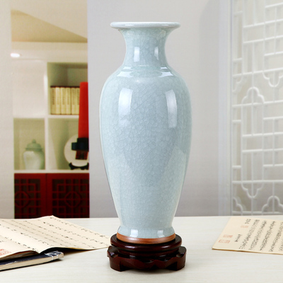 景德镇陶瓷花瓶 客厅花瓶摆件 钧瓷花瓶  仿古 开片冰瓷观音瓶