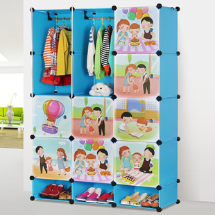 小孩衣柜幼儿童衣橱宝宝收纳柜卡通动画塑料小型号组装宝宝储物柜