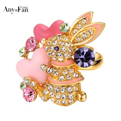 韩国正版AnyFan 2014原创设计 锆石女款可爱兔食指戒指 个性甜美