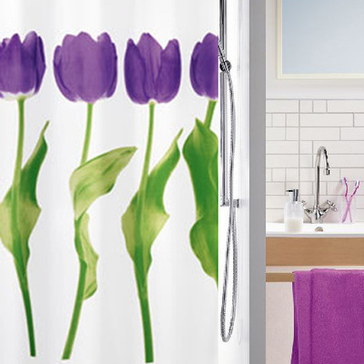 SPIRELLA品牌正品卫浴卫生间浴室防水加厚防霉涤纶浴帘套装郁金香