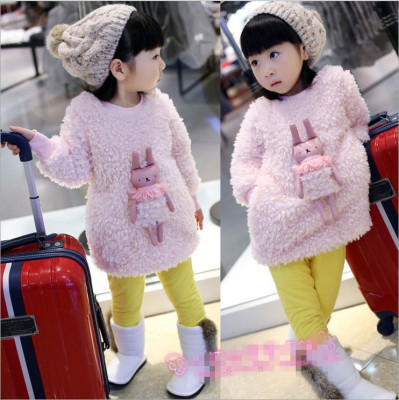 2015秋冬季韩版女童装儿童圆领长袖加绒保暖卫衣 打底衫加厚上衣