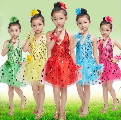 新款六一儿童演出服装女童亮片舞蹈纱裙幼儿舞台表演服